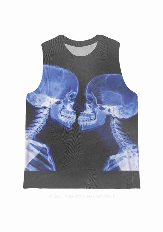 X Ray Skull Kiss Y2K Mesh Muscle Tank Cherrykitten