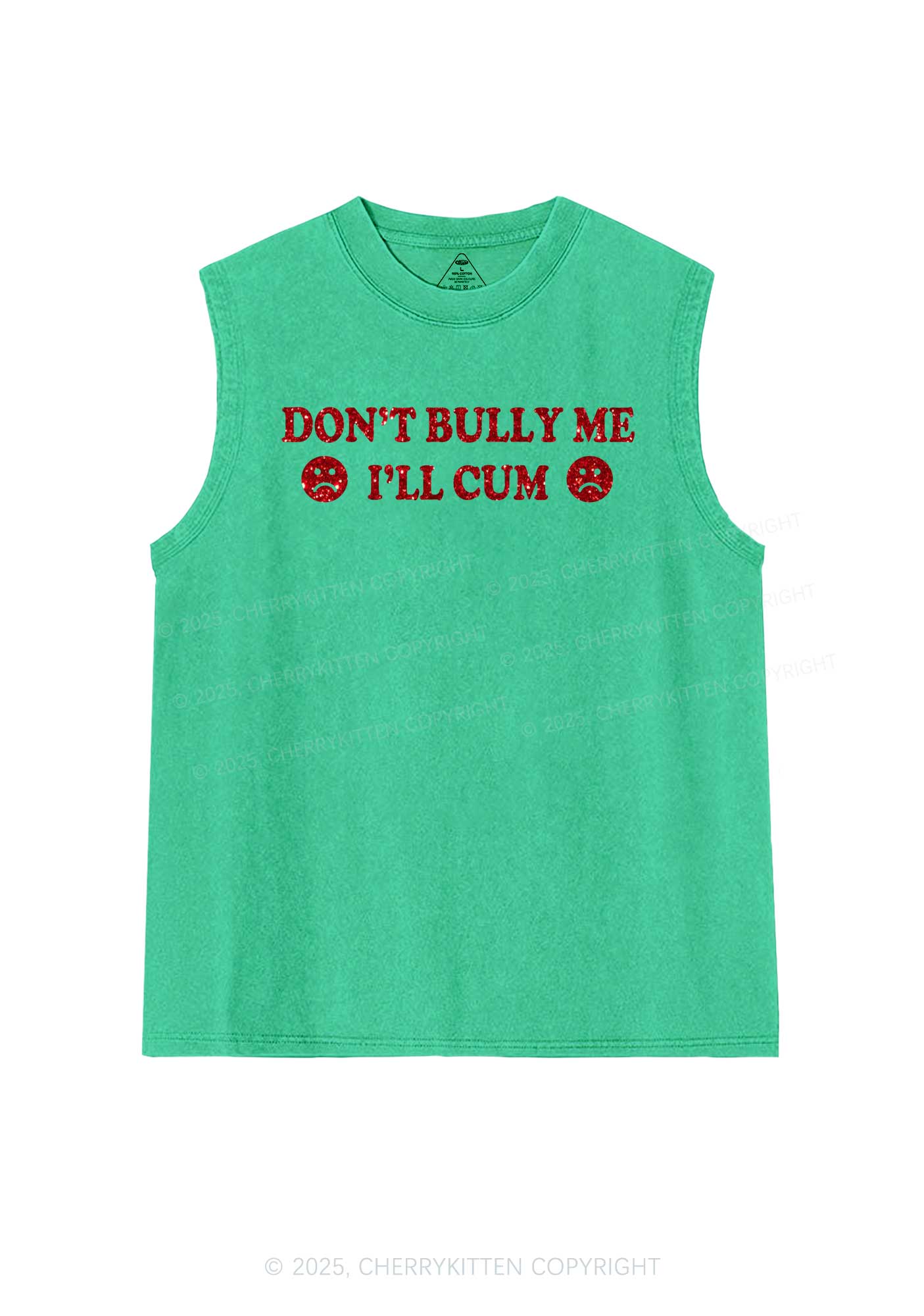 Glitter Dont Bully Me Y2K Washed Muscle Tank Cherrykitten