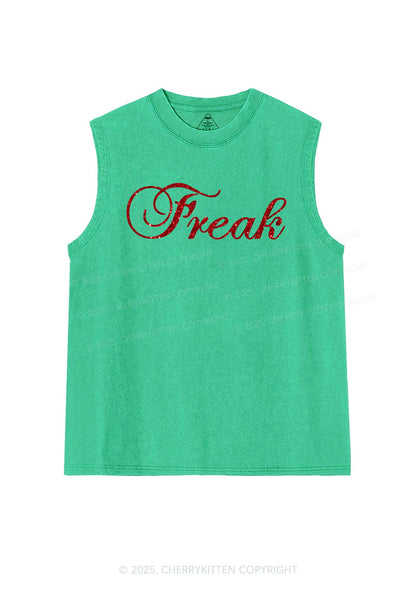 Glitter Freak Y2K Washed Muscle Tank Cherrykitten
