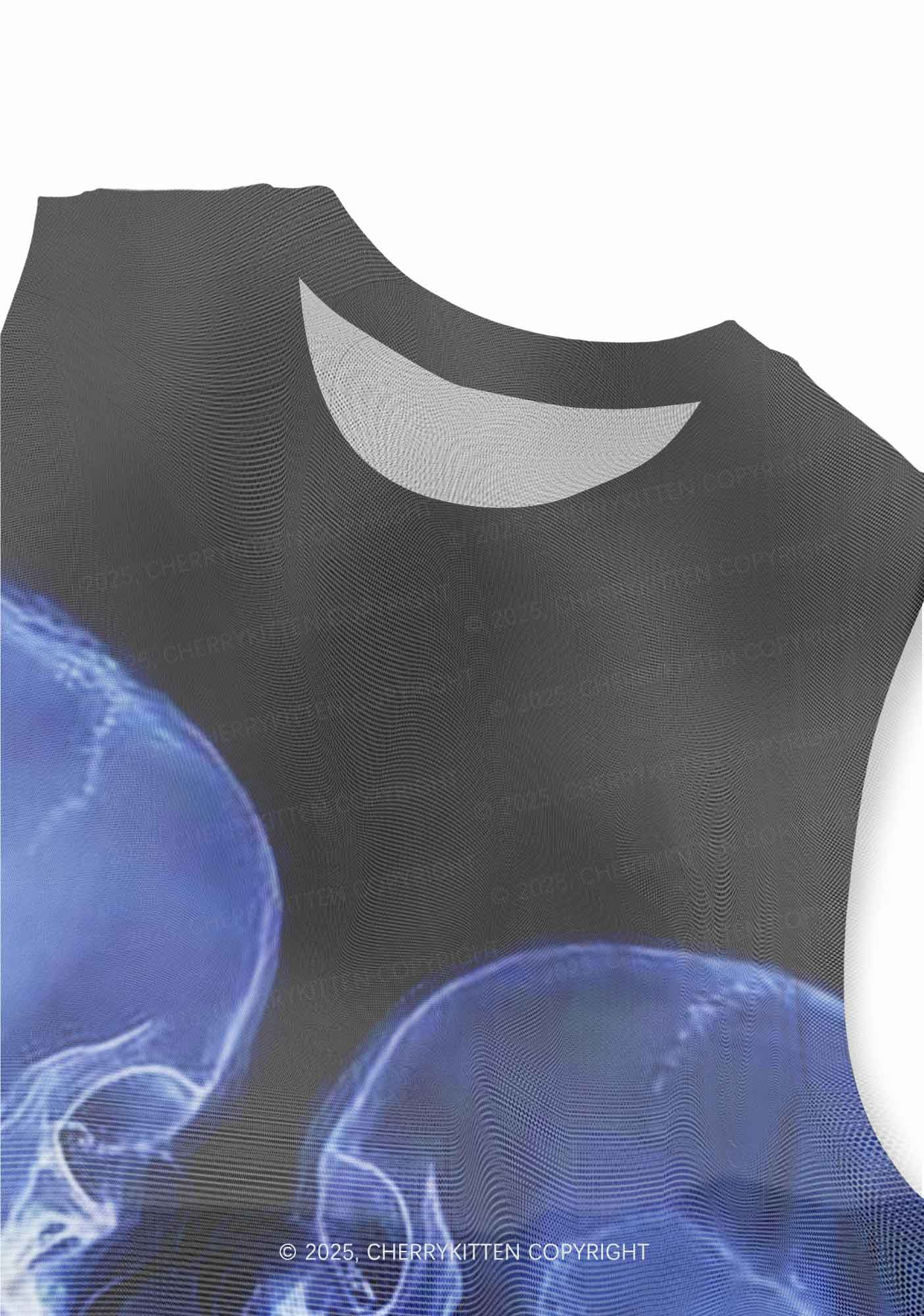 X Ray Skull Kiss Y2K Mesh Muscle Tank Cherrykitten