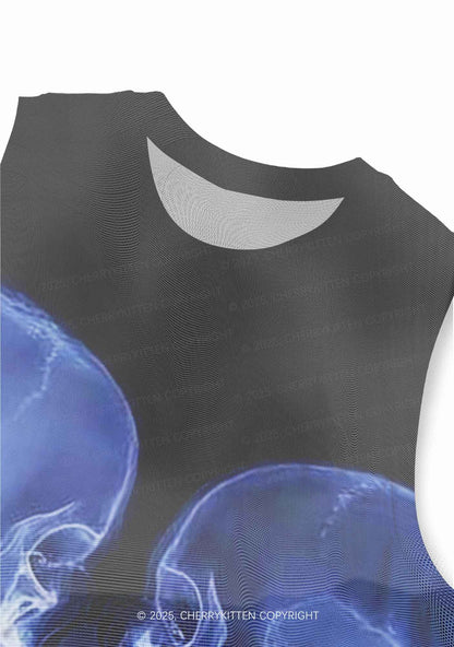 X Ray Skull Kiss Y2K Mesh Muscle Tank Cherrykitten