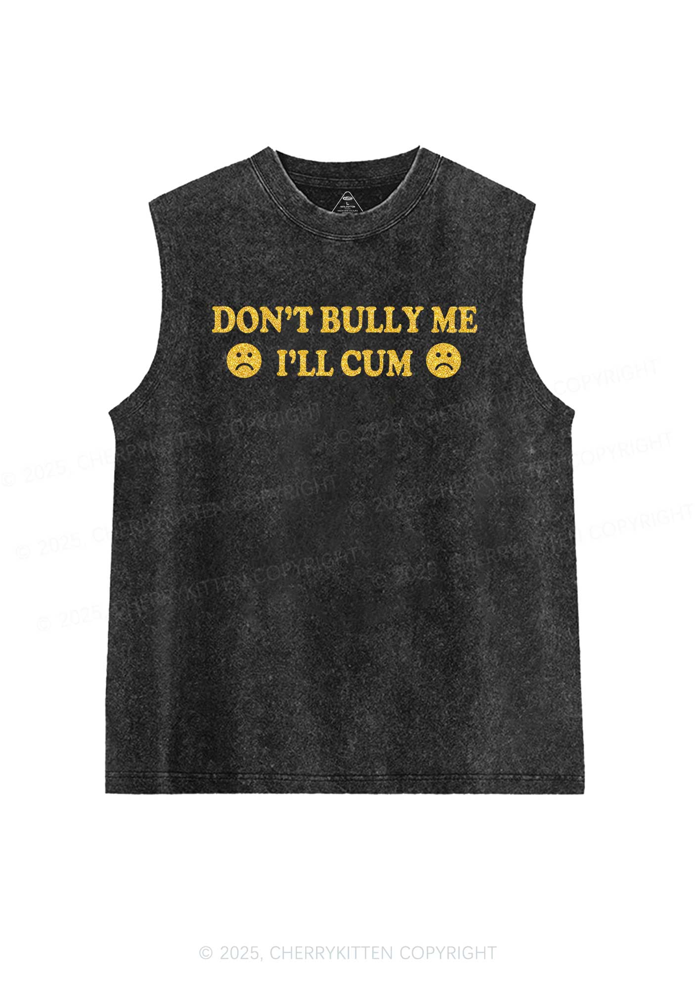 Glitter Dont Bully Me Y2K Washed Muscle Tank Cherrykitten