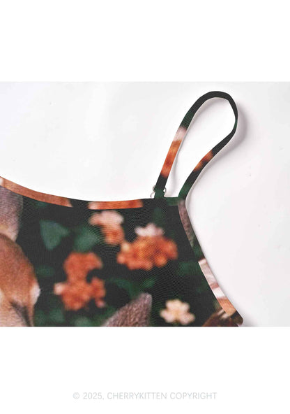 Deer Flowers Y2K Mesh Cami Tank Cherrykitten