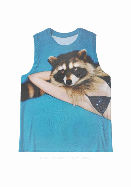 Bikini Raccoon Y2K Mesh Muscle Tank Cherrykitten