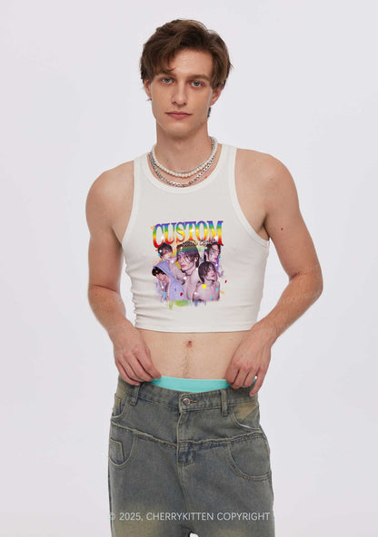Custom Rainbow Text Pride Y2K Crop Tank Top Cherrykitten