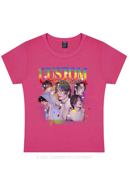Custom Rainbow Text Pride Y2K Baby Tee Cherrykitten