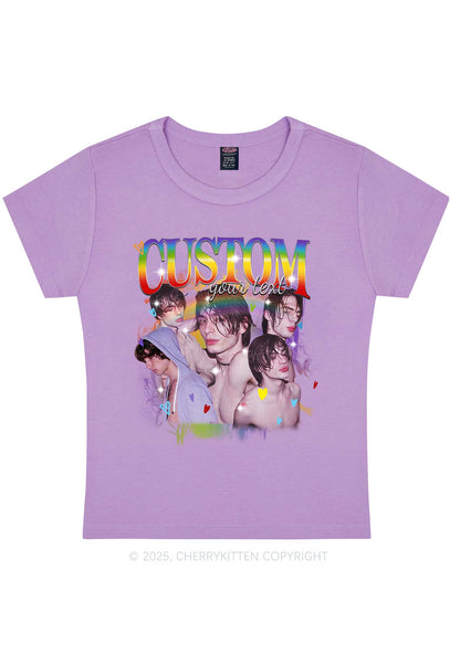 Custom Rainbow Text Pride Y2K Baby Tee Cherrykitten