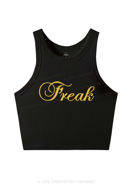 Glitter Freak Y2K Crop Tank Top Cherrykitten