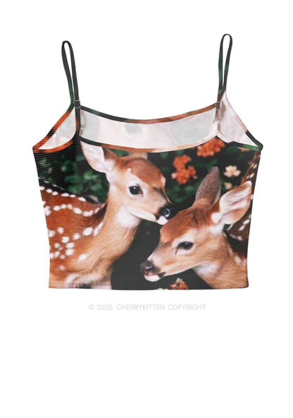 Deer Flowers Y2K Mesh Cami Tank Cherrykitten