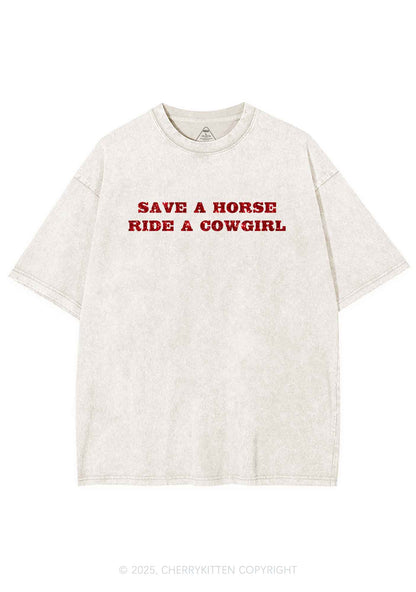 Glitter Save A Horse Ride A Cowgirl Y2K Shirts Washed Tee Cherrykitten