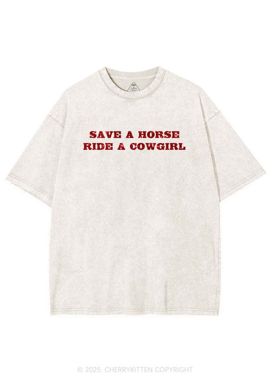 Glitter Save A Horse Ride A Cowgirl Y2K Shirts Washed Tee Cherrykitten