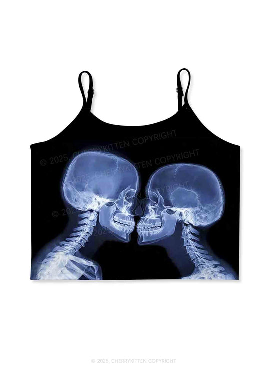 X Ray Skull Kiss Y2K Print Cami Crop Top Cherrykitten