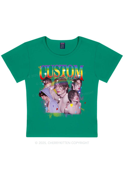 Custom Rainbow Text Pride Y2K Baby Tee Cherrykitten