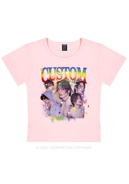 Custom Rainbow Text Pride Y2K Baby Tee Cherrykitten
