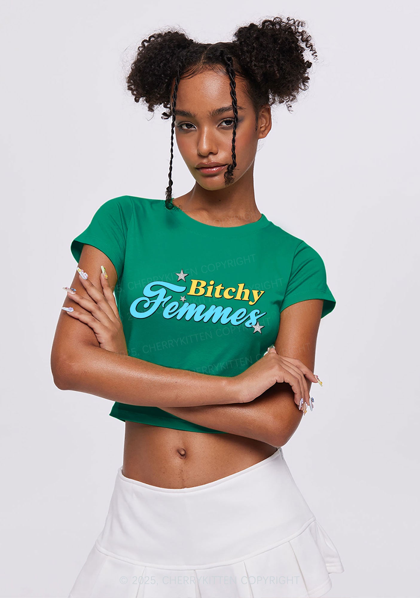 Bxtchy Femmes Pride Y2K Baby Tee Cherrykitten