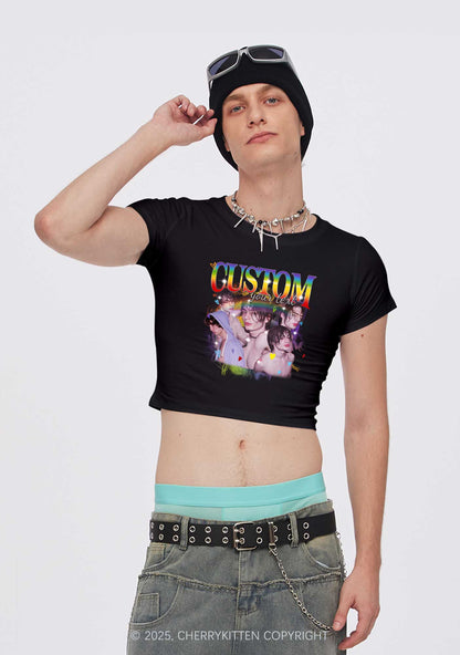Custom Rainbow Text Pride Y2K Baby Tee Cherrykitten
