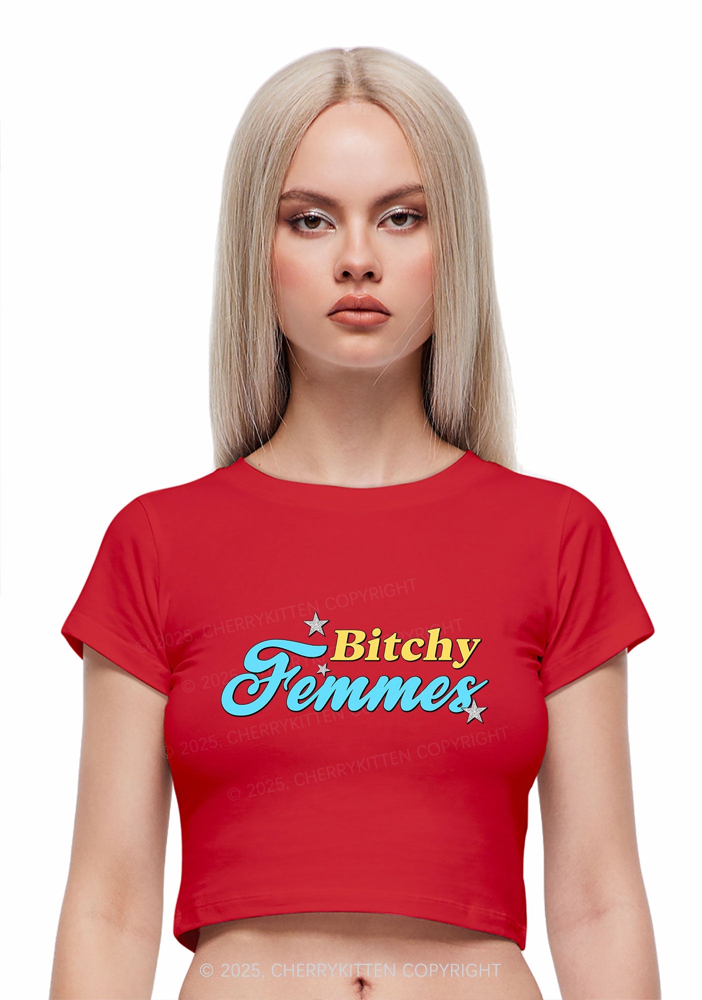Bxtchy Femmes Pride Y2K Baby Tee Cherrykitten