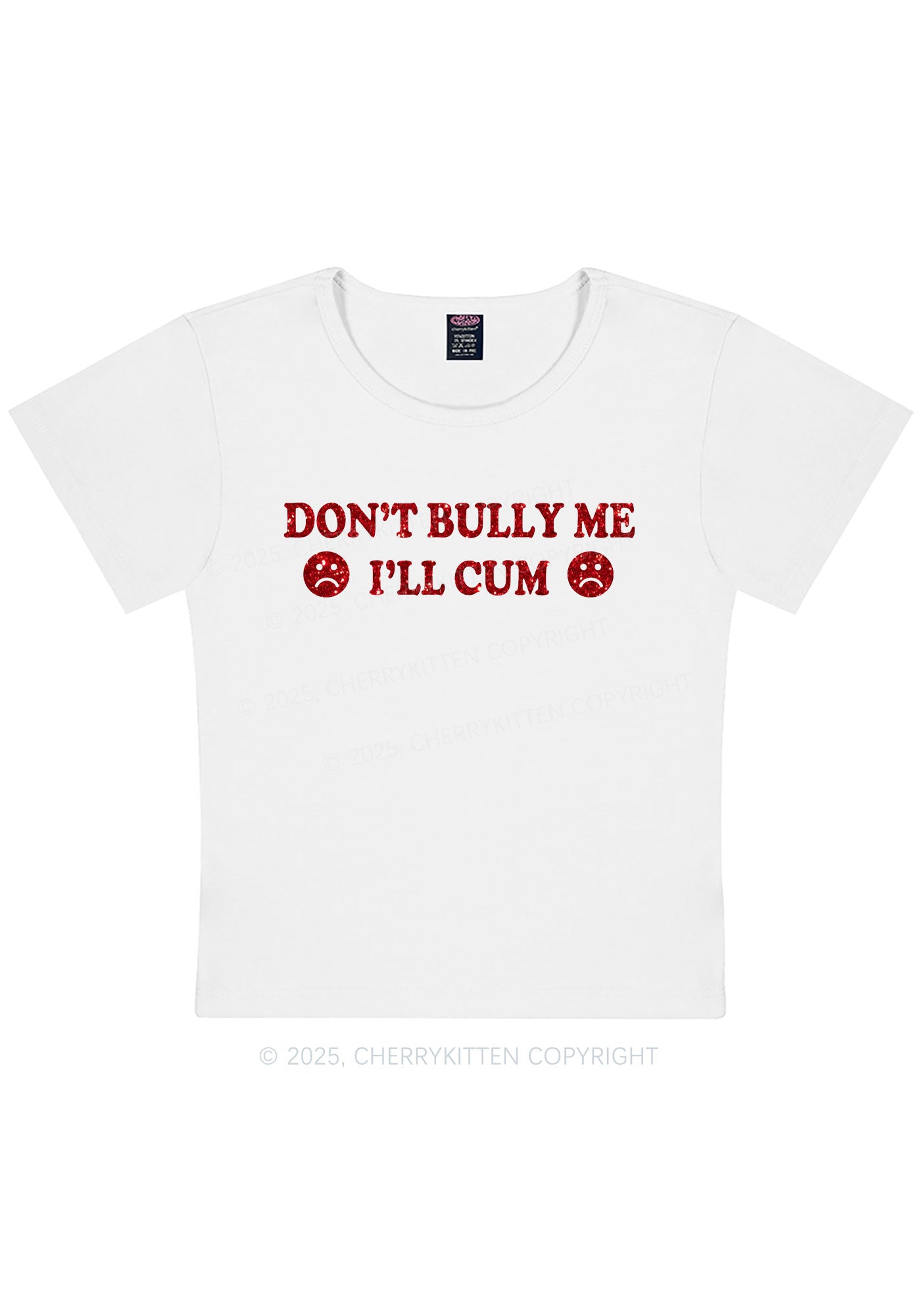 Glitter Dont Bully Me Y2K Baby Tee Cherrykitten