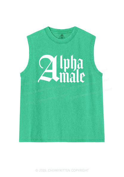Custom Text Gothic Font Y2K Washed Muscle Tank Cherrykitten