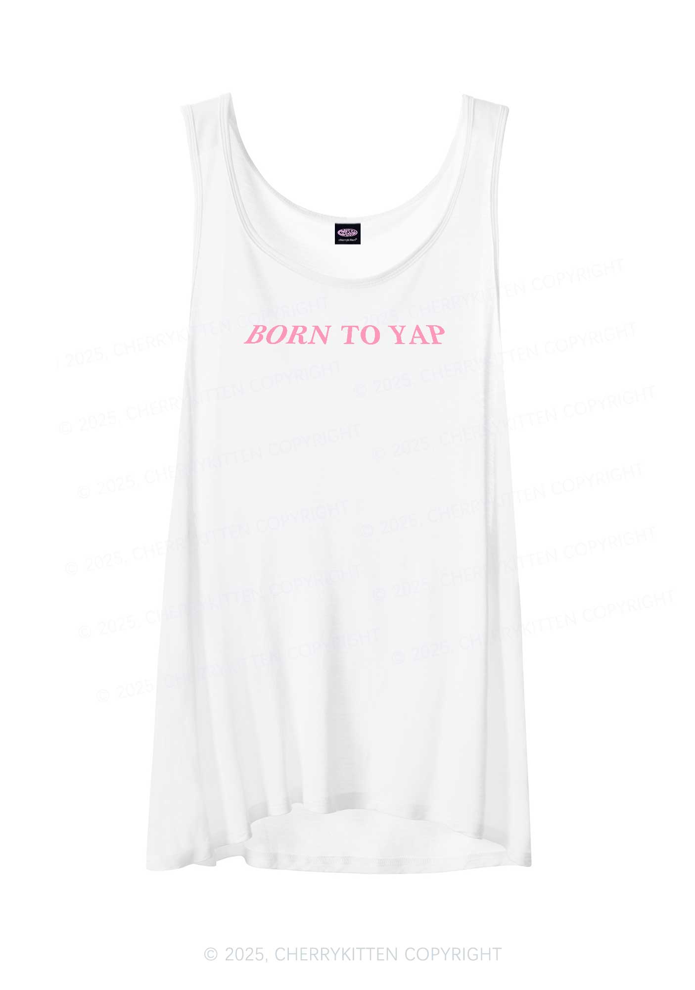 Born To Yap Y2K Sheer Boyfriend Tank Cherrykitten
