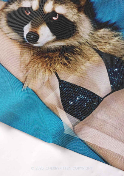Bikini Raccoon Y2K Mesh Cami Tank Cherrykitten