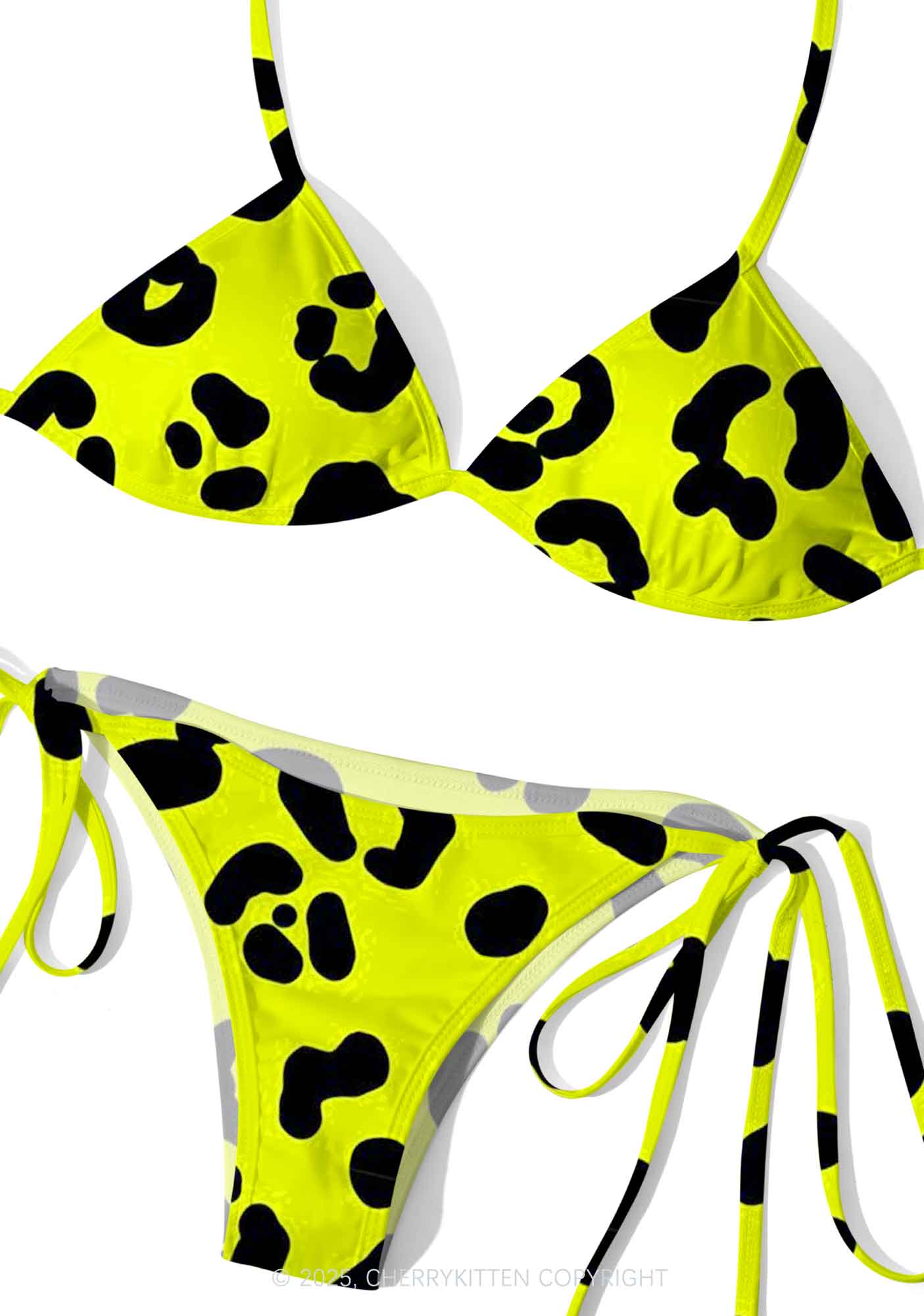Neon Leopard Y2K Print Bikini Set Cherrykitten