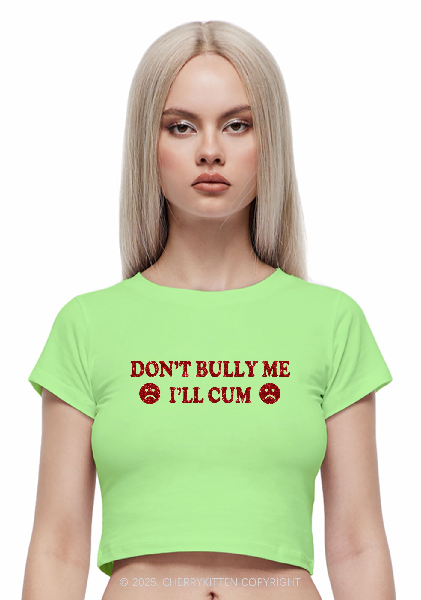 Glitter Dont Bully Me Y2K Baby Tee Cherrykitten