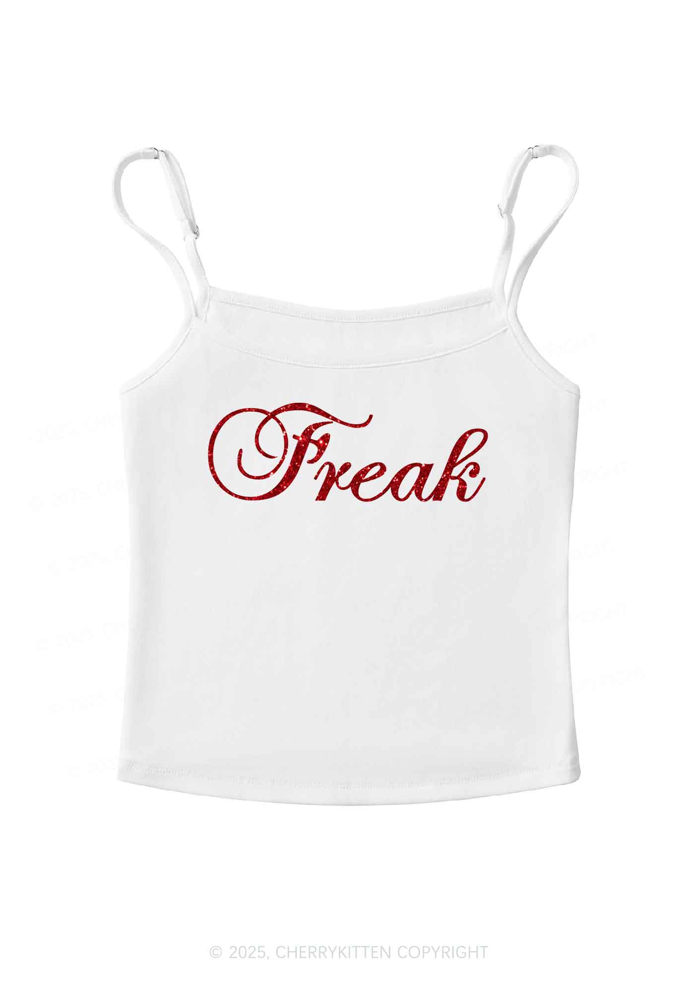 Glitter Freak Y2K Spaghetti Strap Cami Cherrykitten