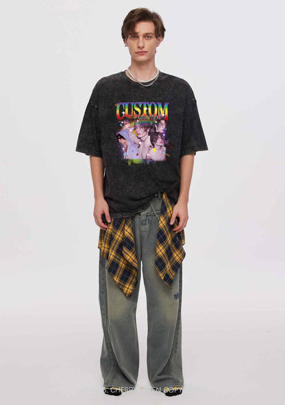 Custom Rainbow Text Pride Y2K Shirts Washed Tee Cherrykitten