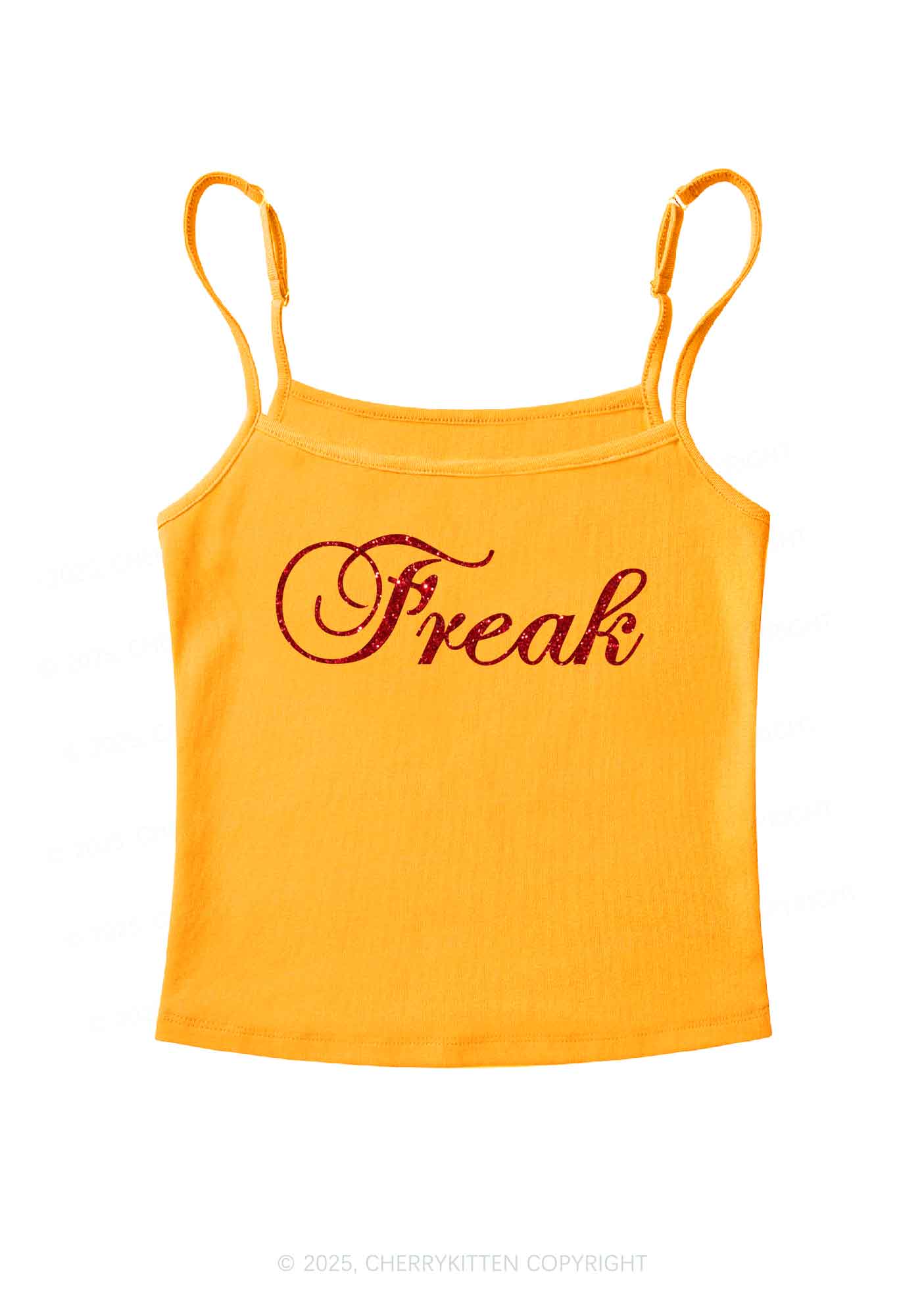 Glitter Freak Y2K Spaghetti Strap Cami Cherrykitten