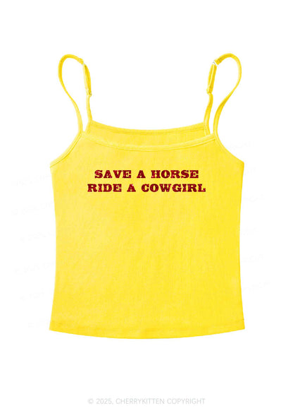 Glitter Save A Horse Ride A Cowgirl Y2K Spaghetti Strap Cami Cherrykitten