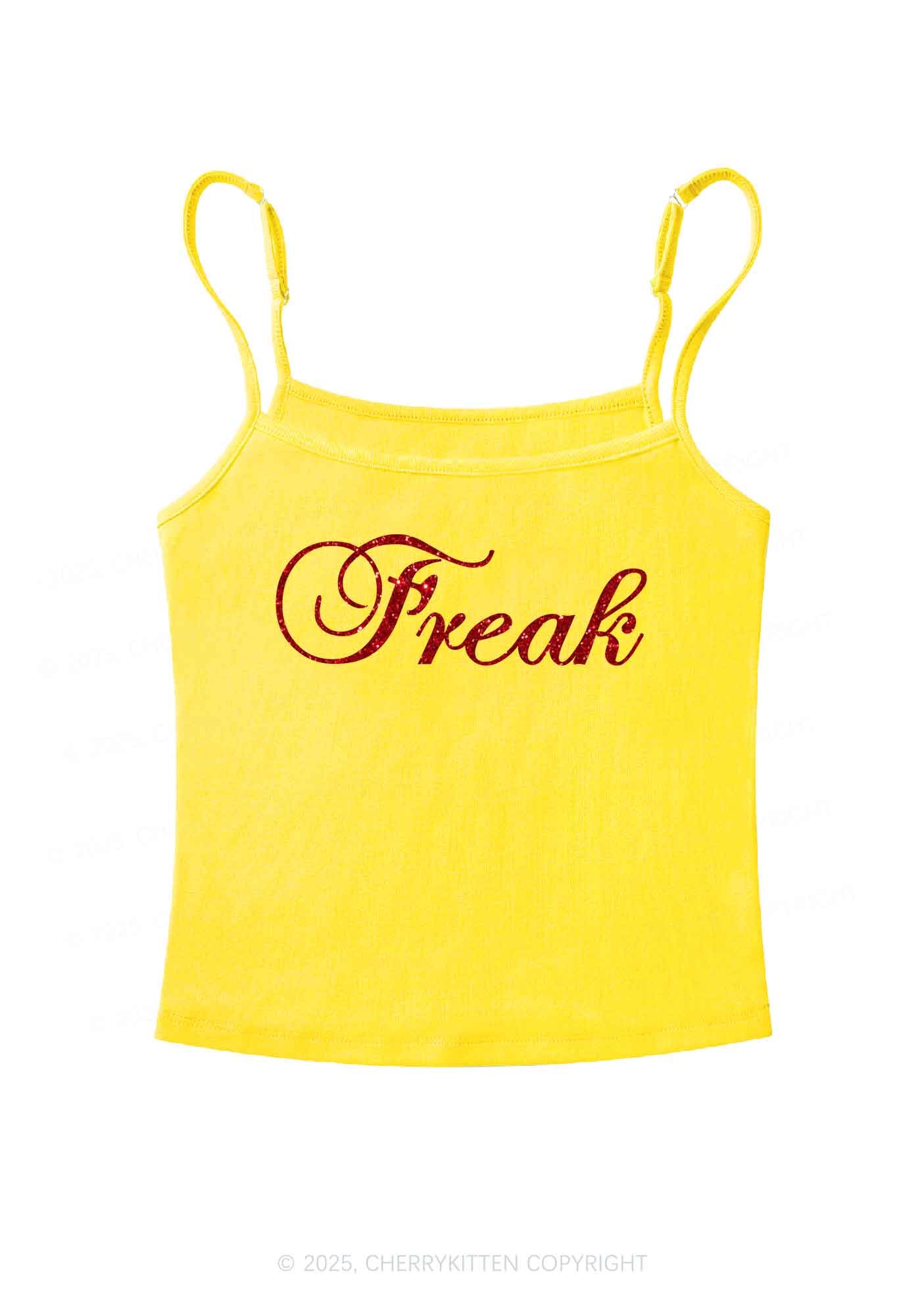 Glitter Freak Y2K Spaghetti Strap Cami Cherrykitten