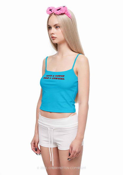 Glitter Save A Horse Ride A Cowgirl Y2K Spaghetti Strap Cami Cherrykitten