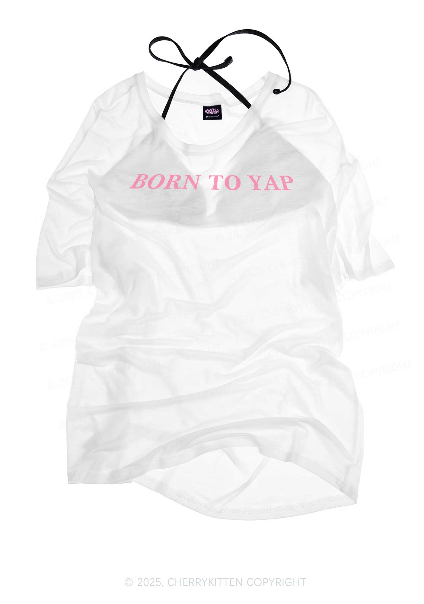 Born To Yap Y2K Sheer Boyfriend Tee Cherrykitten