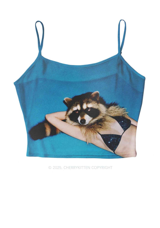 Bikini Raccoon Y2K Mesh Cami Tank Cherrykitten