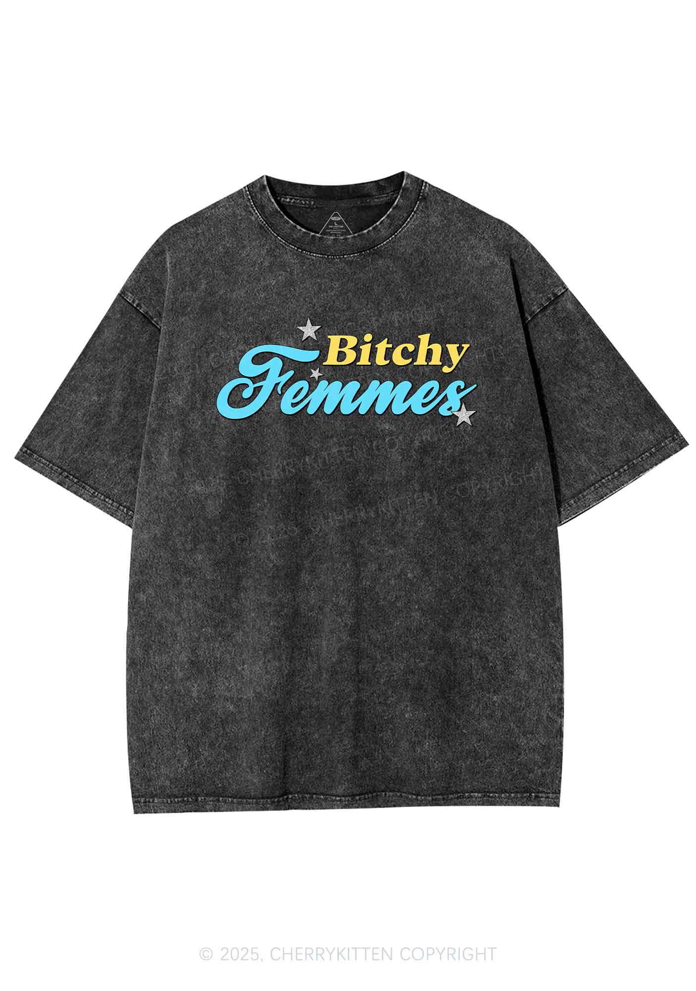 Bxtchy Femmes Pride Y2K Shirts Washed Tee Cherrykitten