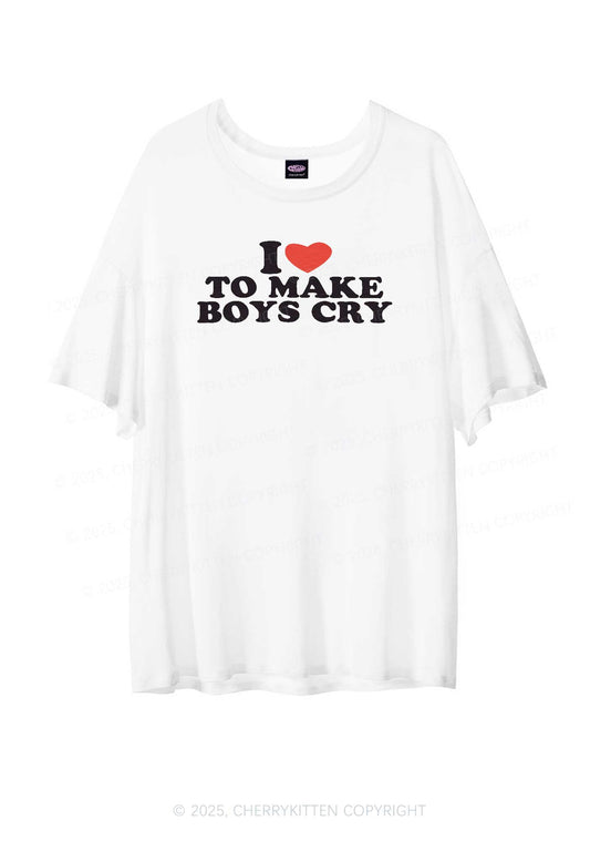 Love To Make Boys Cry Y2K Sheer Boyfriend Tee Cherrykitten