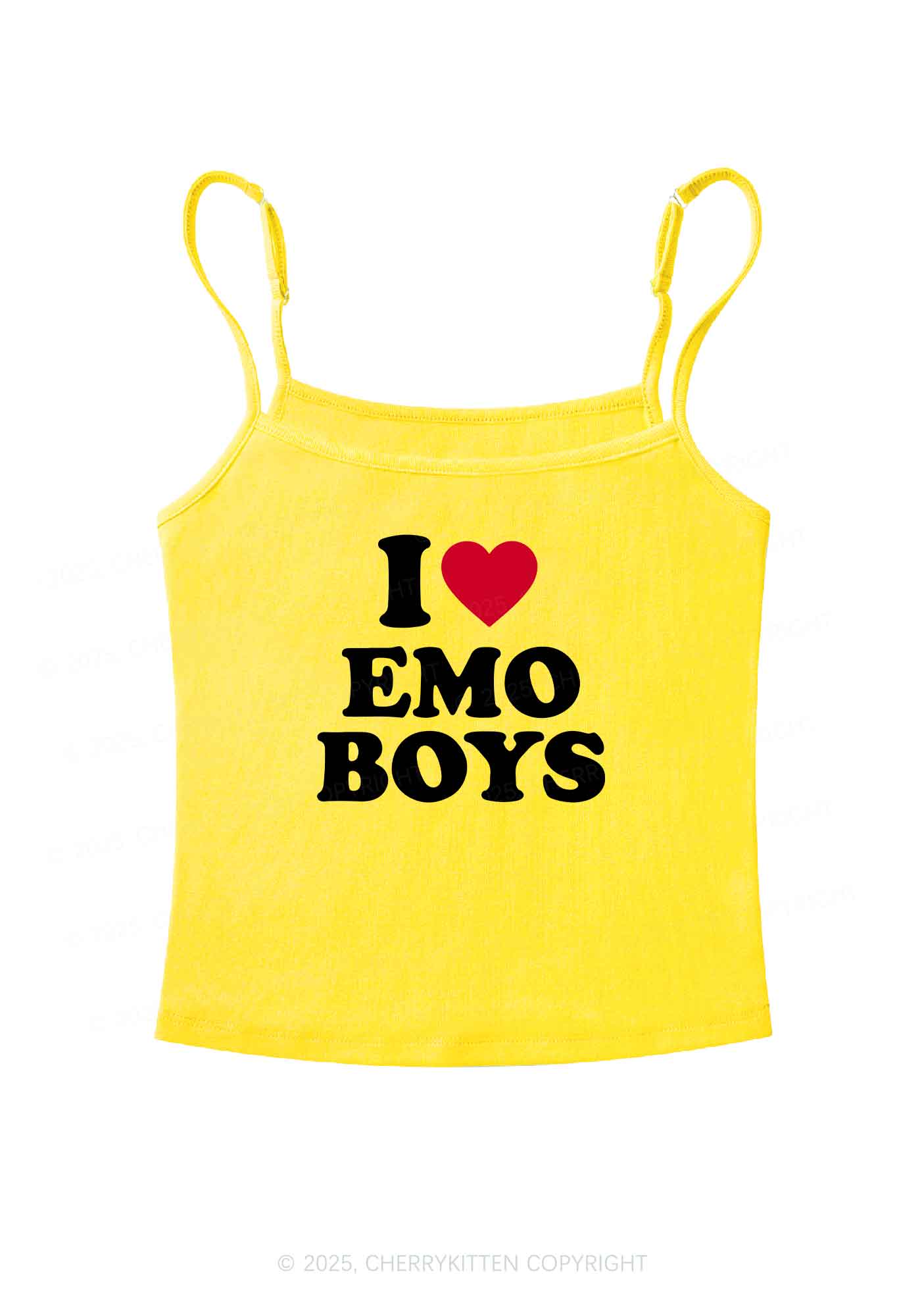 I Love Emo Boys Y2K Spaghetti Strap Cami Cherrykitten