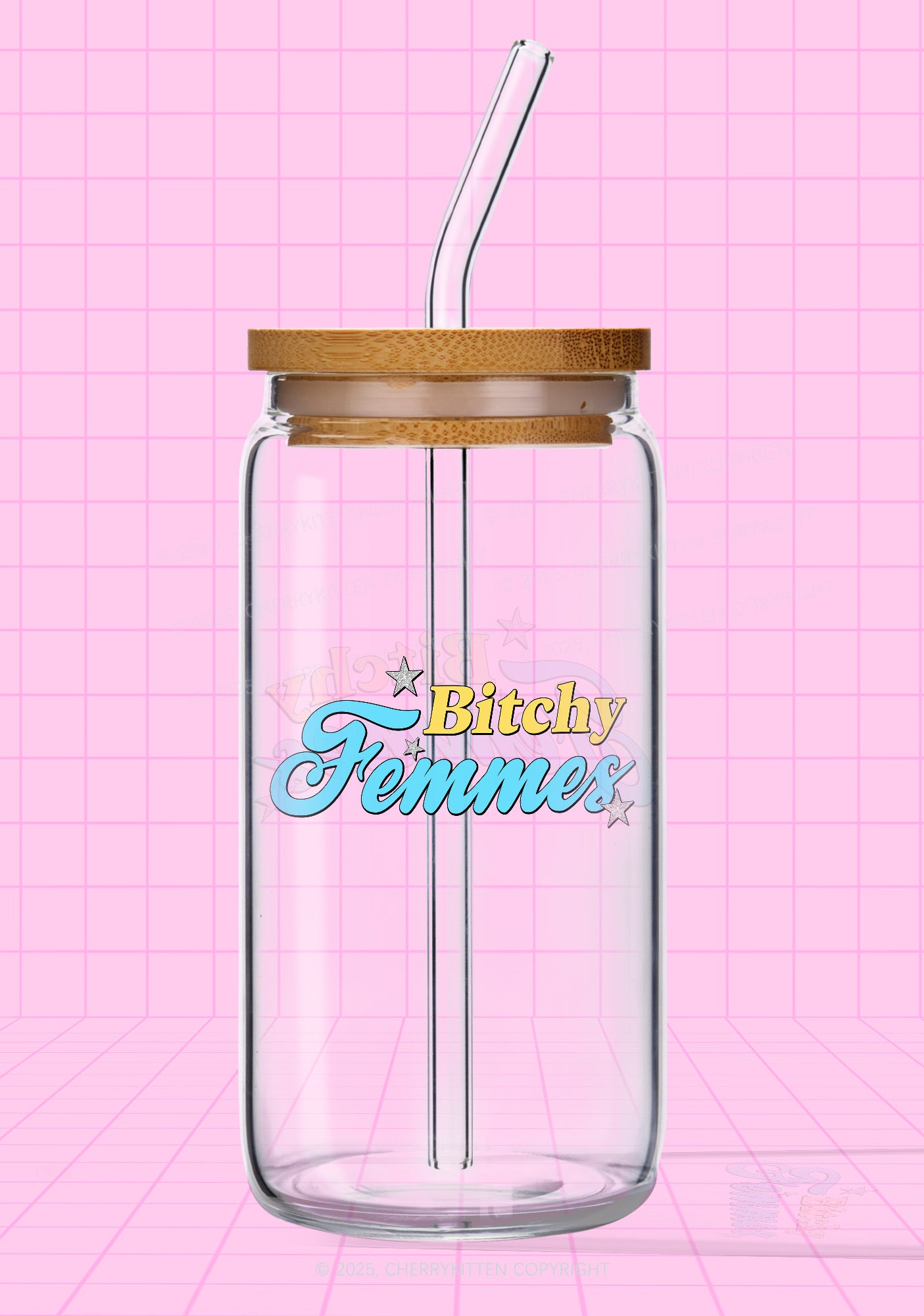 Bxtchy Femmes Pride Y2K Printed Glass Cup Cherrykitten