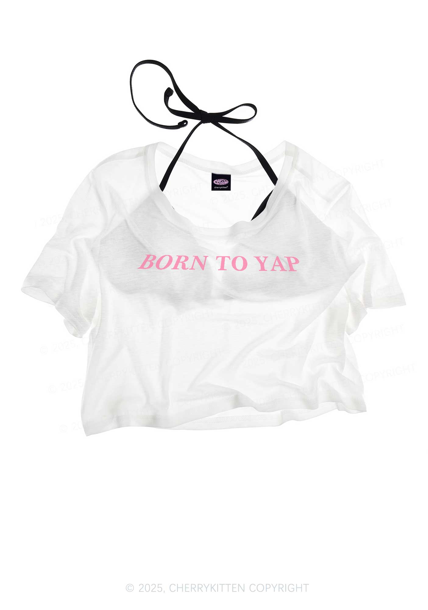 Born To Yap Y2K Sheer Crop Tee Cherrykitten