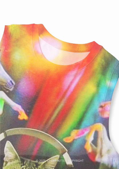 DJ Cat Unicorn Y2K Mesh Muscle Tank Cherrykitten
