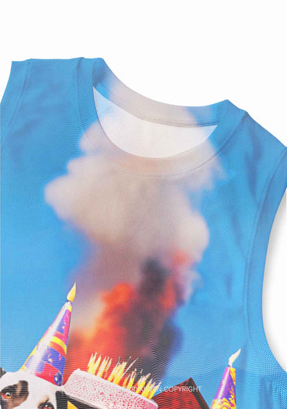 Dogs Birthday Party Y2K Mesh Muscle Tank Cherrykitten