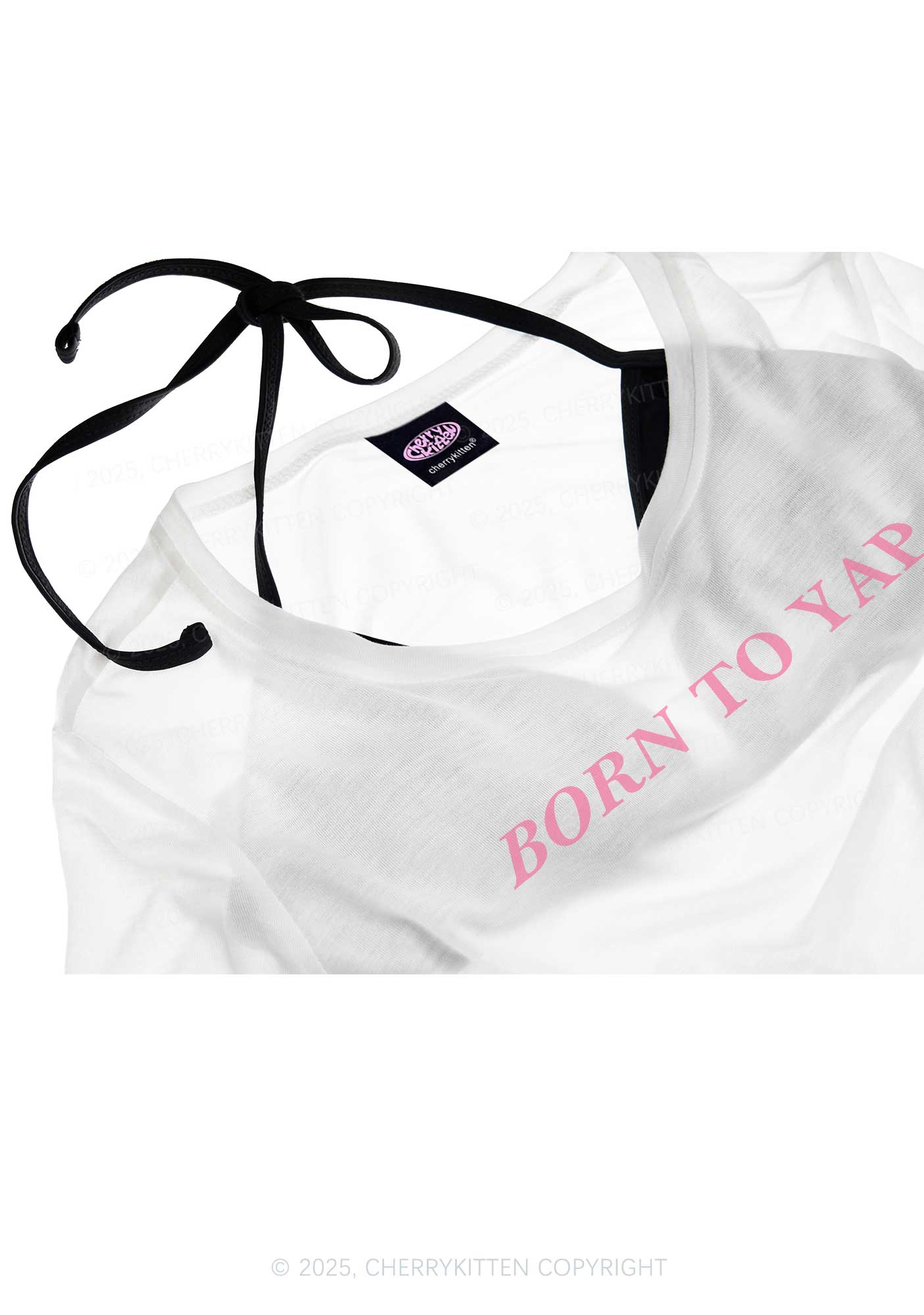 Born To Yap Y2K Sheer Crop Tee Cherrykitten