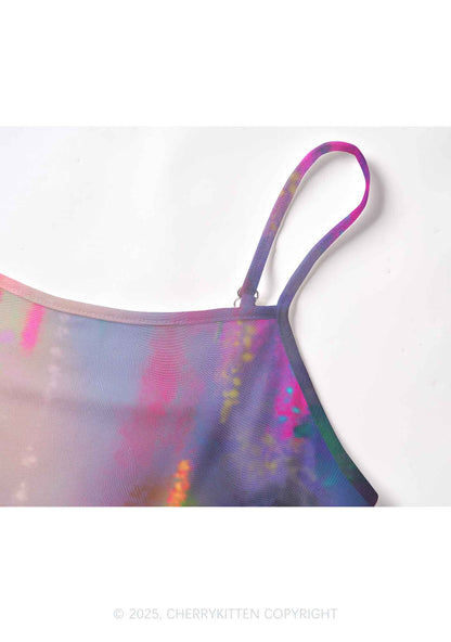 Colorful Daisies Y2K Mesh Cami Tank Cherrykitten