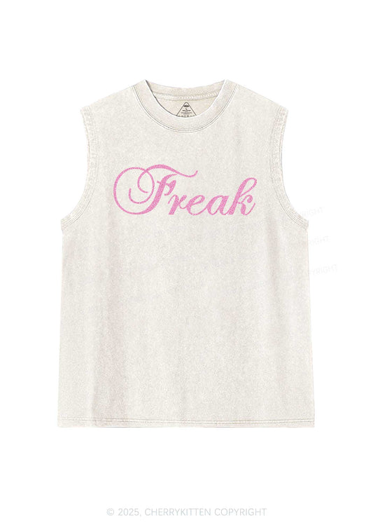 Glitter Freak Y2K Washed Muscle Tank Cherrykitten