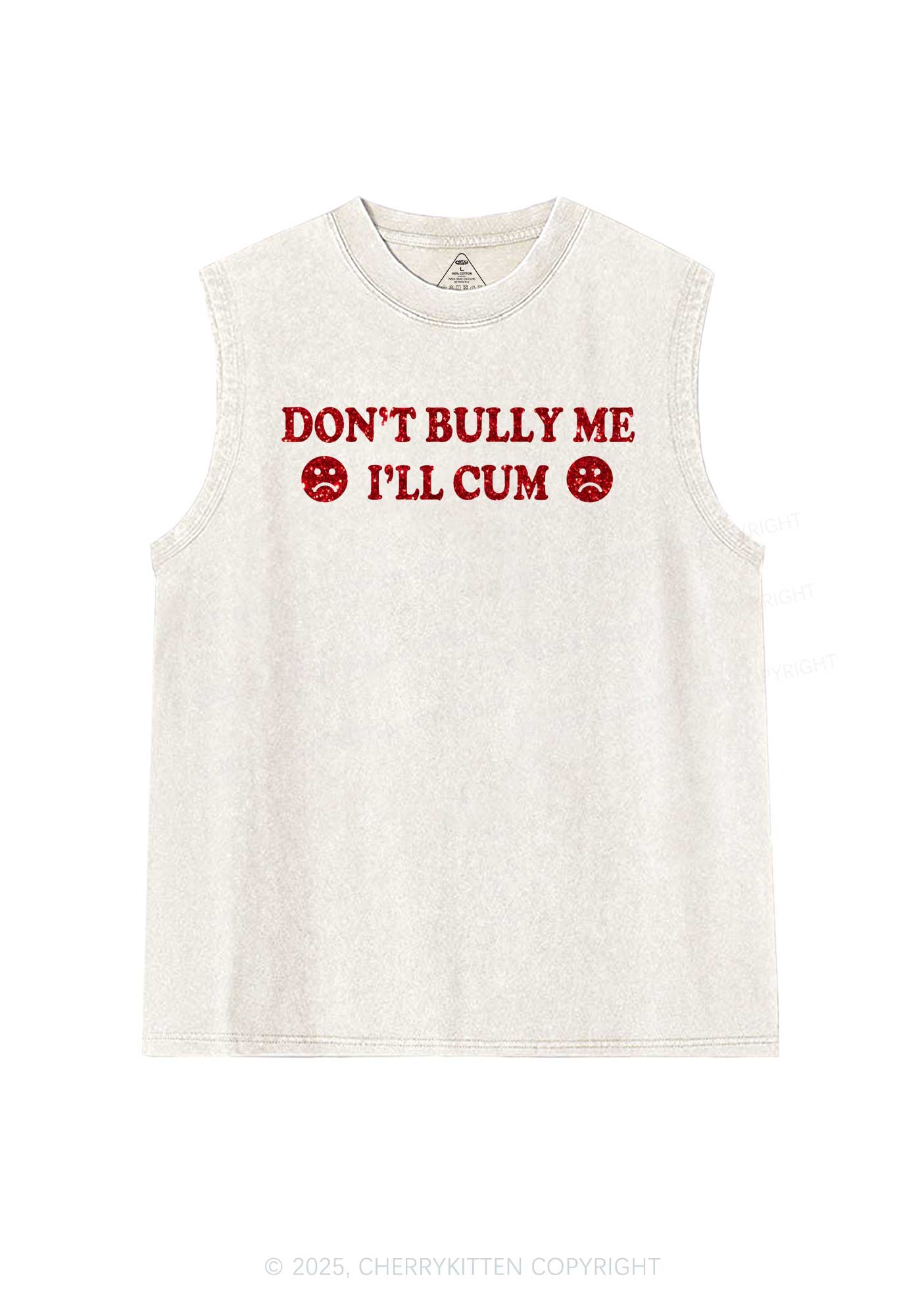 Glitter Dont Bully Me Y2K Washed Muscle Tank Cherrykitten