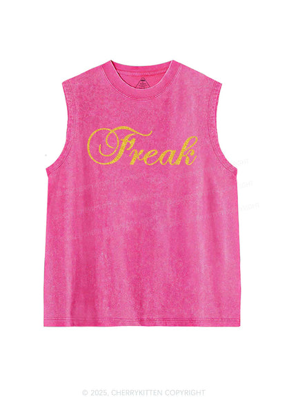 Glitter Freak Y2K Washed Muscle Tank Cherrykitten