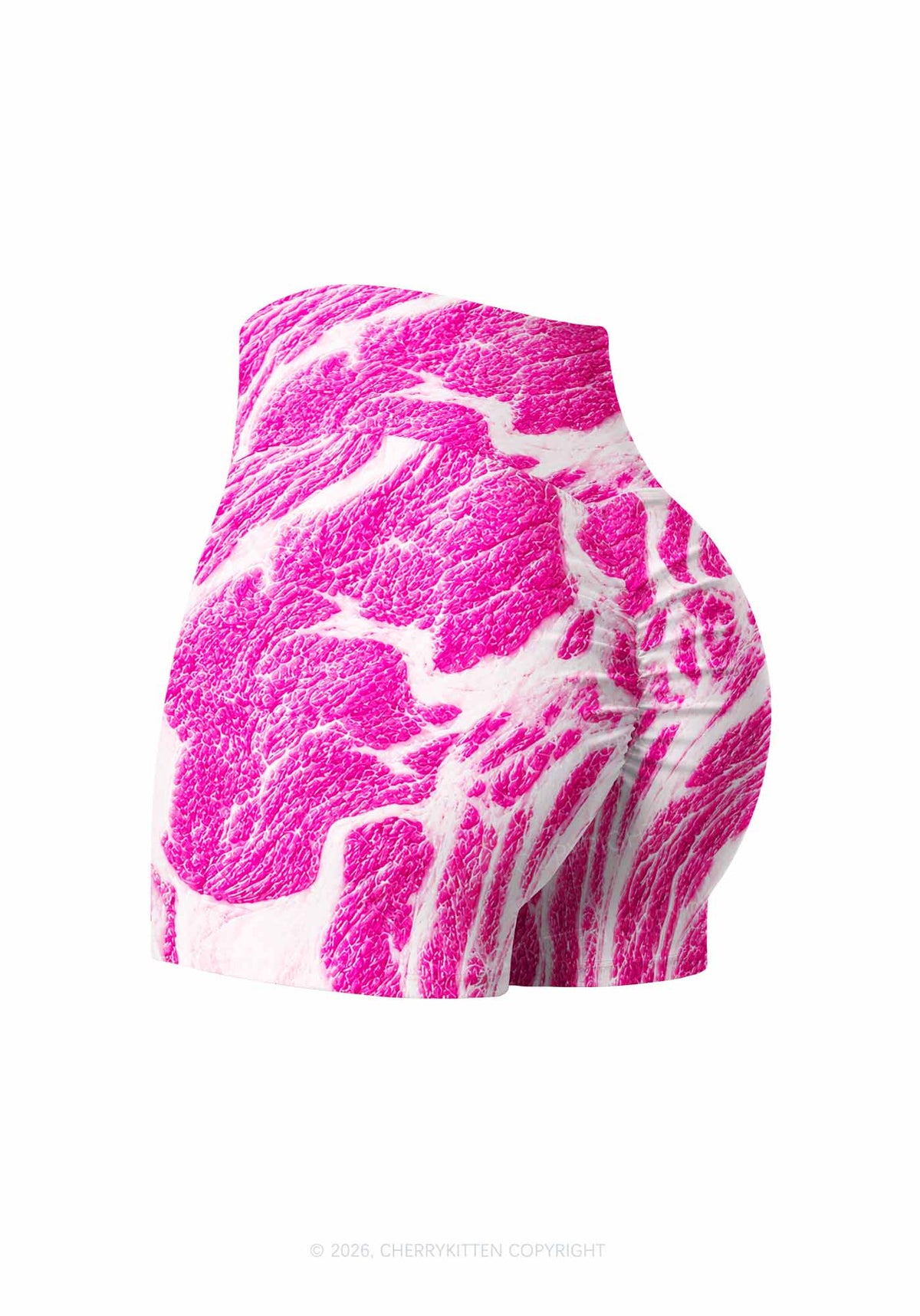 Halloween Pink Beef Texture Y2K Print Gym Shorts Cherrykitten