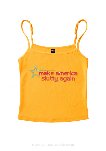 Rhinestone Make America Slxtty Again Y2K Spaghetti Strap Cami Cherrykitten
