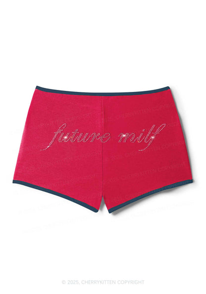 Rhinestone Pink Future Mxxf Y2K Booty Shorts Cherrykitten